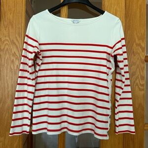 Nautica Red and White Striped Crew Neck